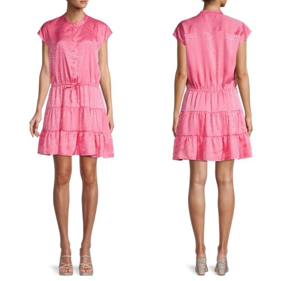 Rebecca Minkoff Ollie Leopard Tiered Dress in Punch Pink - Picture 11 of 11